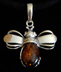 Amber & Silver Bee Pendant